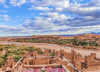 Ait Benhaddou fortified village in Morocco with traditional earthen clay architecture
